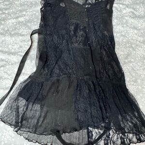 Free People Textured Black Top